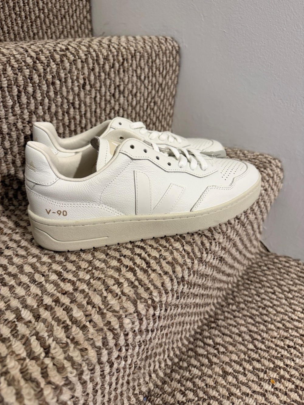 Veja V-90 Off-White Leather Sneakers for Women